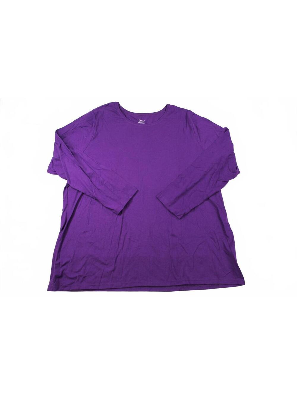Just My Size Purple Plus Size Long Sleeve Shirt 3X